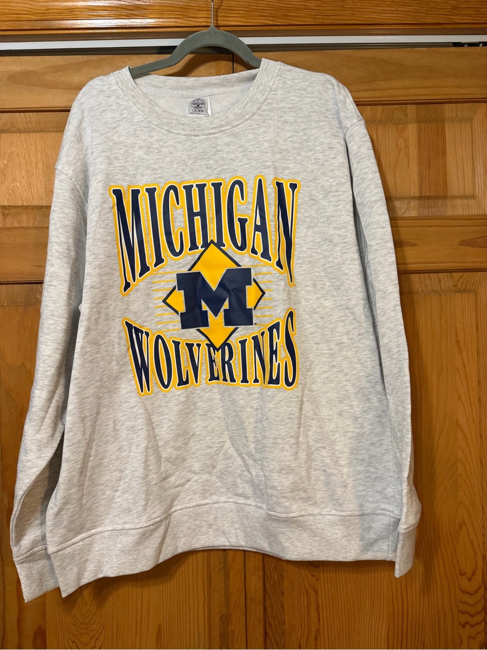 Rivalry Threads Michigan Wolverines Gray Crewneck with Navy & Yellow Logo